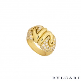 Bvlgari Yellow Gold Diamond Doppio Cuore Ring